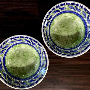 2 Pier 1- Blue Green Quadrifoglio Ceramica